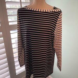 Susan Graver Black and White Striped Blouse